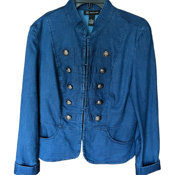 INC International Concepts Jackets & Blazers - Rare vintage INC Denim Jacket with Neru Collar and Military Style Buttons
